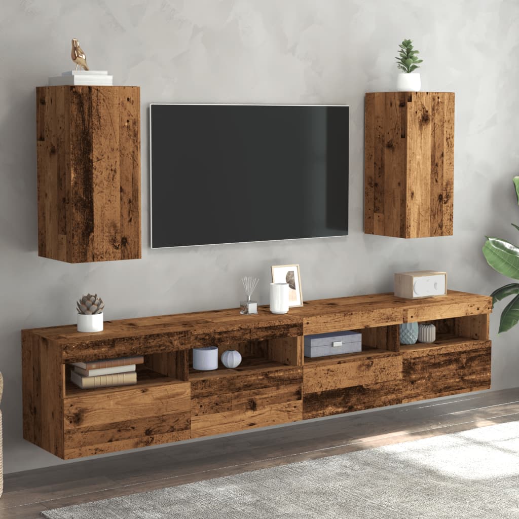tv-skabe 2 stk. 30,5x30x60 cm konstrueret træ antikt træ