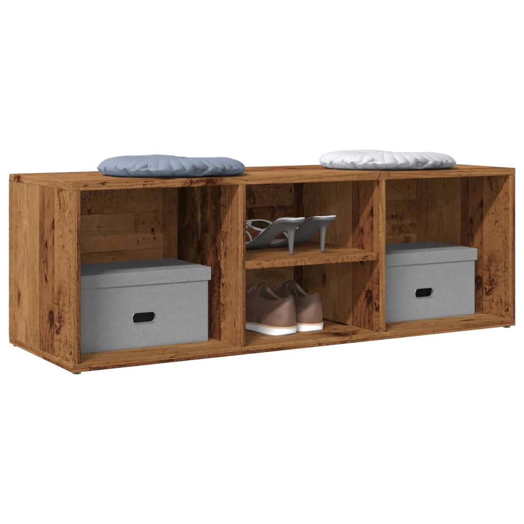 skobænk 105x35x35 cm konstrueret træ antikt trælook