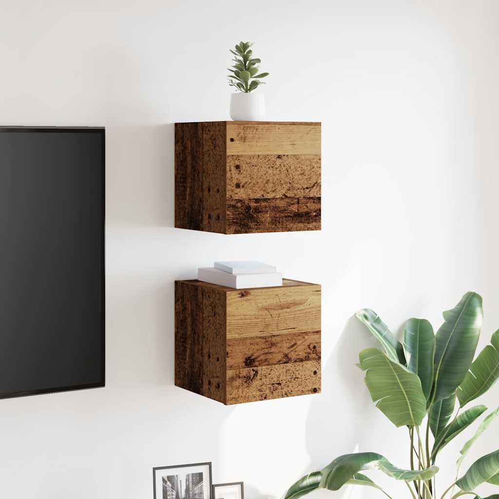 væghængt tv-skabe 2 stk. 30,5x30x30 cm antikt træ