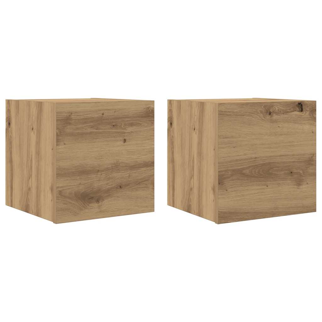 væghængt tv-skabe 2 stk. 30,5x30x30 cm kunsteg