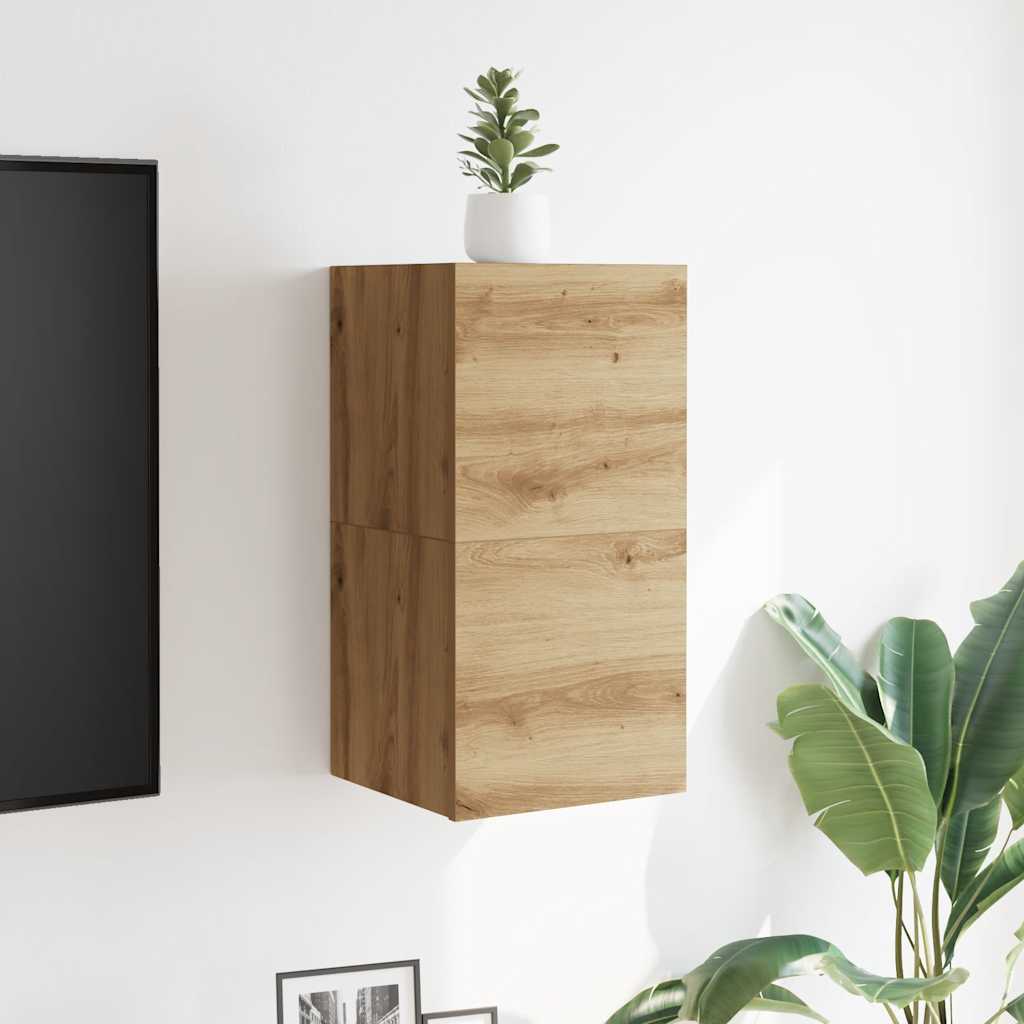 væghængt tv-skabe 2 stk. 30,5x30x30 cm kunsteg
