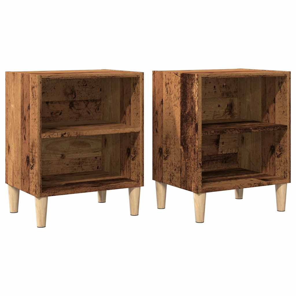 sengeborde 2 stk. 40x30x50 cm konstrueret træ antikt træ - Flotthjem