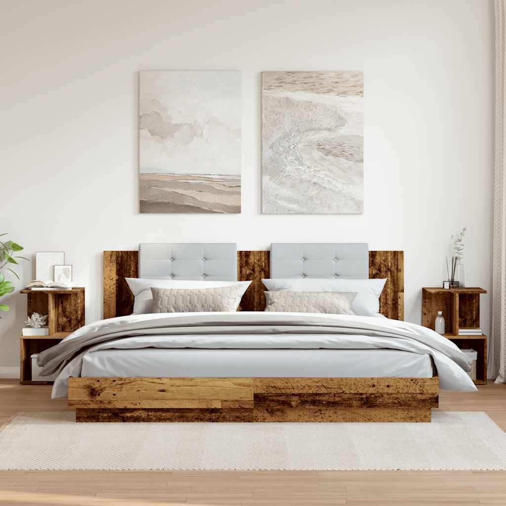 sengeskabe 2 stk. 35x35x55 cm konstrueret træ antikt træ - Flotthjem