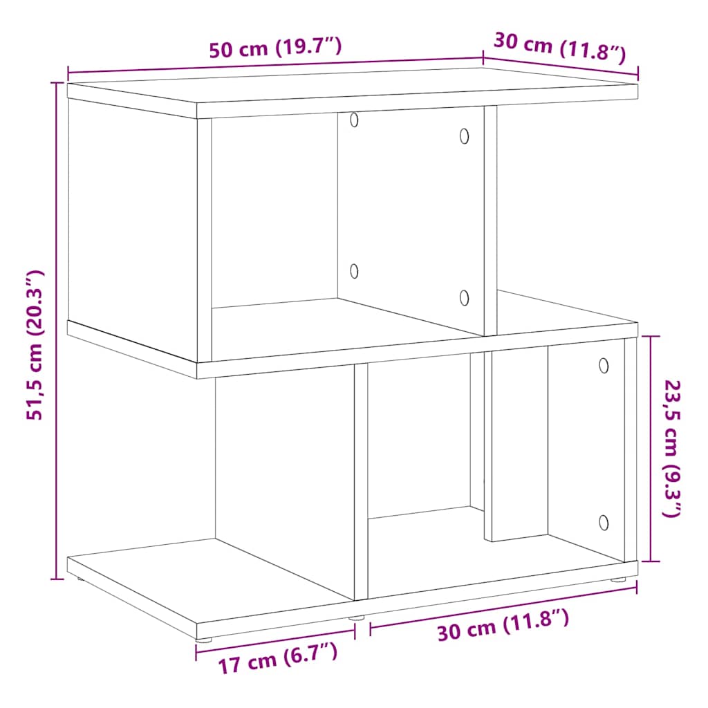 sengebord 50x30x51,5 cm konstrueret træ kunsteg - Flotthjem