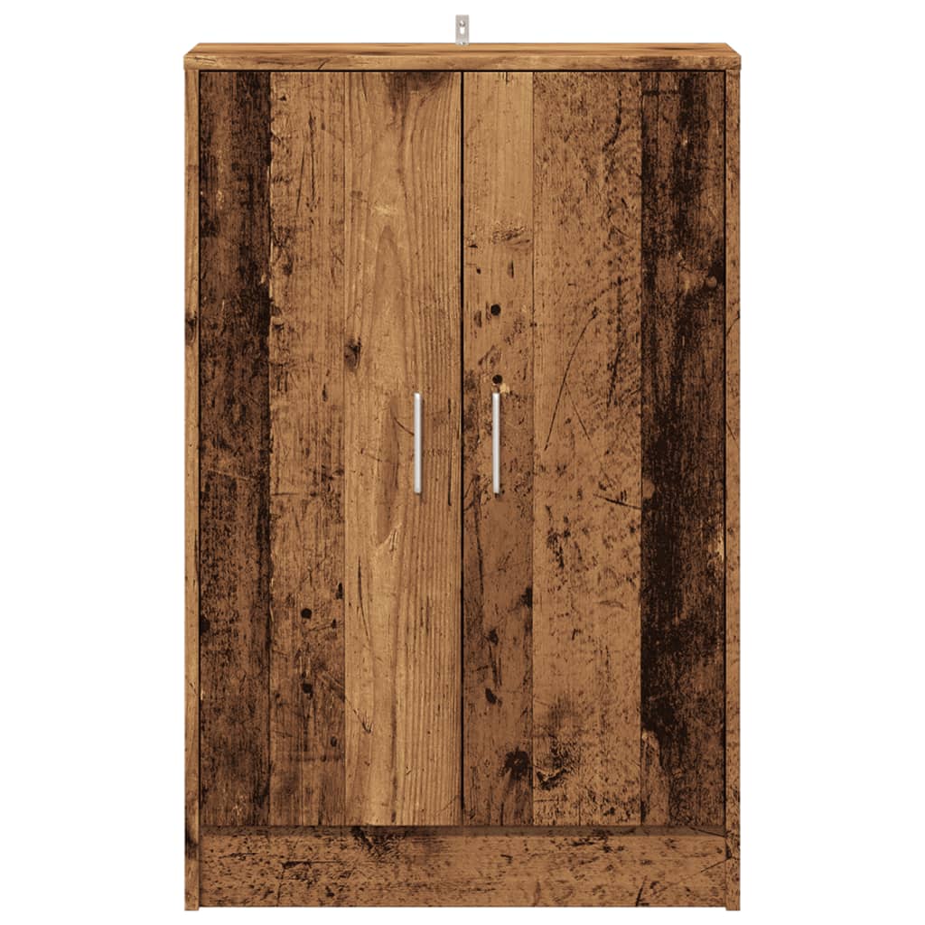skoskab 60x35x92 cm konstrueret træ antikt eg