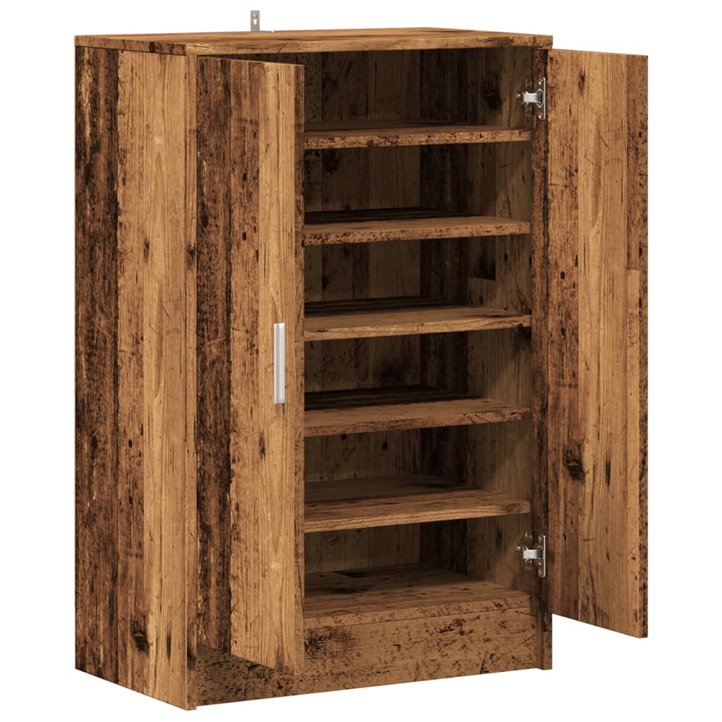 skoskab 60x35x92 cm konstrueret træ antikt eg