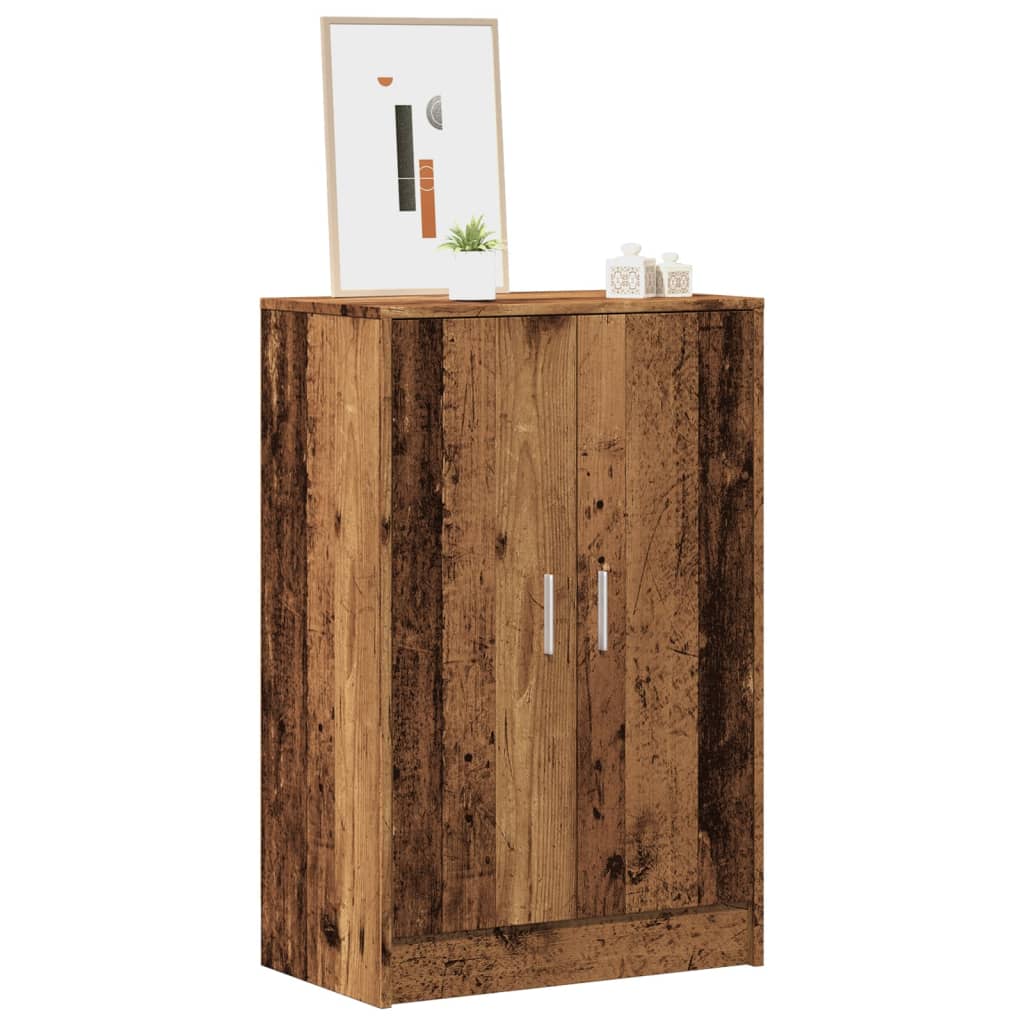 skoskab 60x35x92 cm konstrueret træ antikt eg