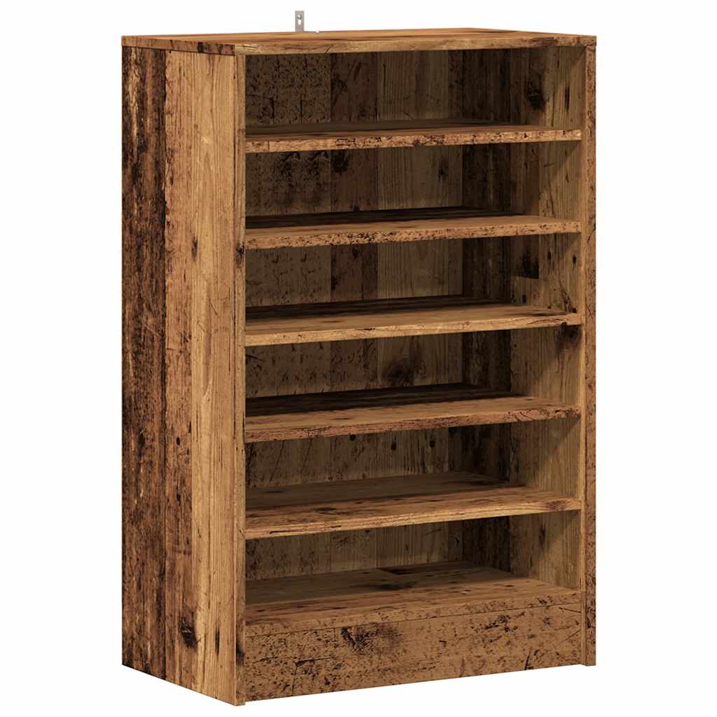 skoskab 60x35x92 cm konstrueret træ antikt eg