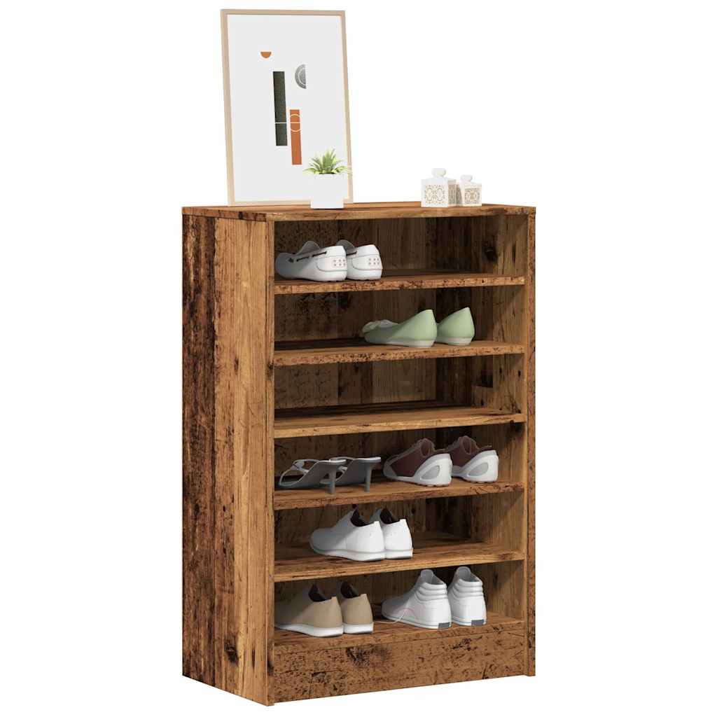 skoskab 60x35x92 cm konstrueret træ antikt eg