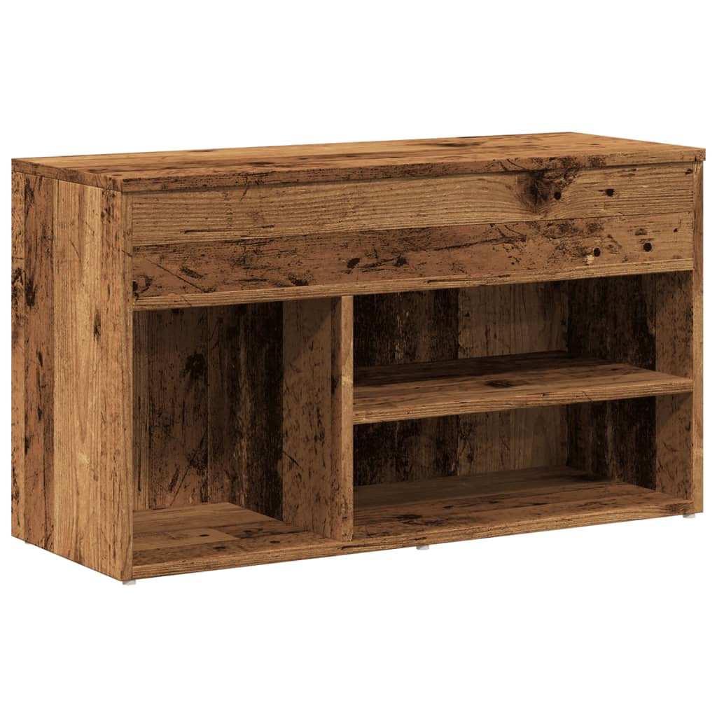 skobænk 80x30x45 cm konstrueret træ antikt træ