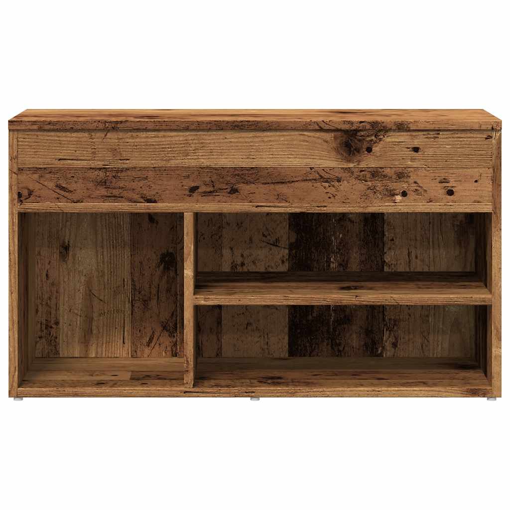 skobænk 80x30x45 cm konstrueret træ antikt træ