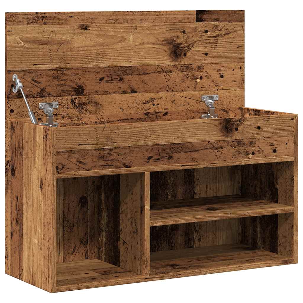 skobænk 80x30x45 cm konstrueret træ antikt træ