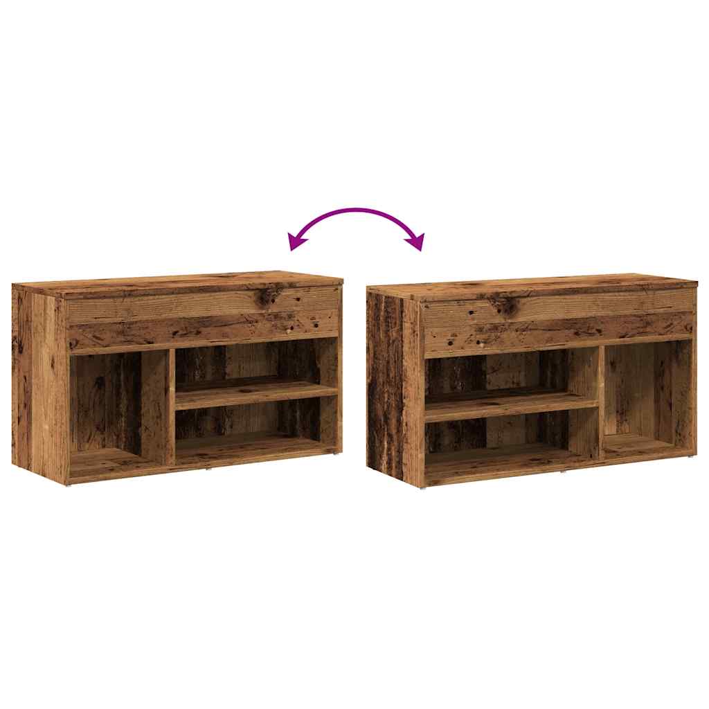skobænk 80x30x45 cm konstrueret træ antikt træ