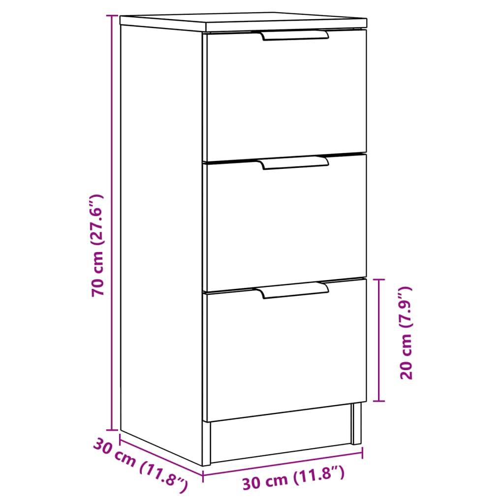 skænk 30x30x70 cm konstrueret træ kunsteg