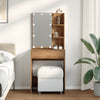 makeupbord med LED-lys 60x40x140 cm kunsteg