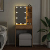 makeupbord med LED-lys 60x40x140 cm kunsteg