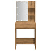 makeupbord med LED-lys 60x40x140 cm kunsteg
