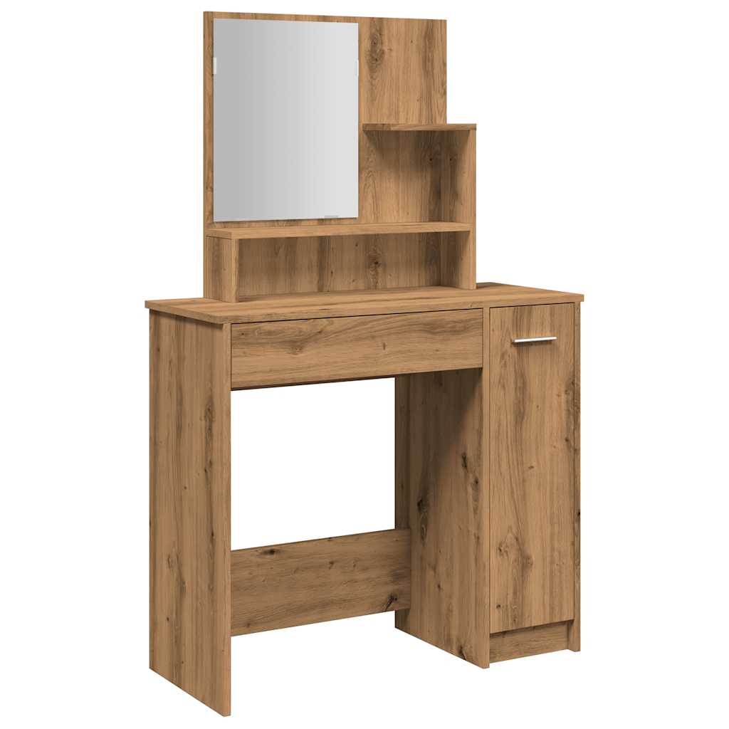 makeupbord med spejl 74,5x40x141 cm kunsteg
