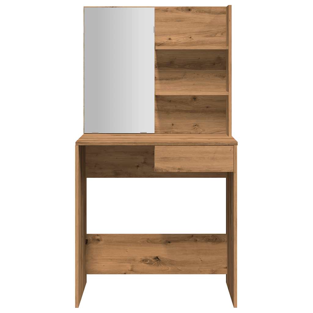 makeupbord med spejl 74,5x40x141 cm kunsteg