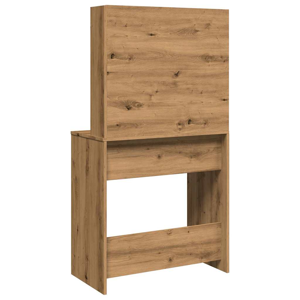 makeupbord med spejl 74,5x40x141 cm kunsteg