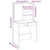 makeupbord med spejl 74,5x40x141 cm kunsteg
