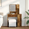 makeupbord med LED-lys 86,5x35x136 cm antikt trælook