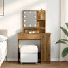 makeupbord med LED-lys 86,5x35x136 cm kunsteg