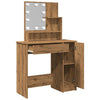 makeupbord med LED-lys 86,5x35x136 cm kunsteg