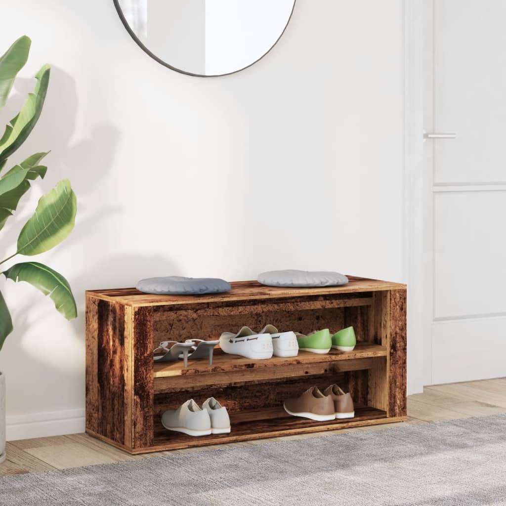 skobænk 100x35x45 cm konstrueret træ antikt træ