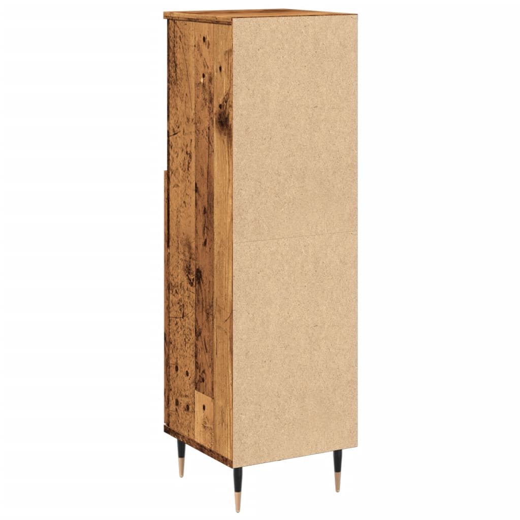 badeværelsesskab 30x30x100 cm konstrueret træ gammelt trælook