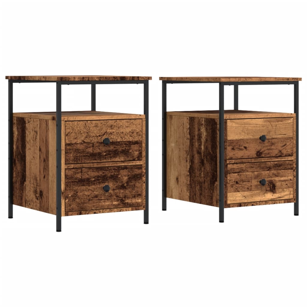 sengeborde 2 stk. 44x45x60 cm konstrueret træ antikt trælook - Flotthjem