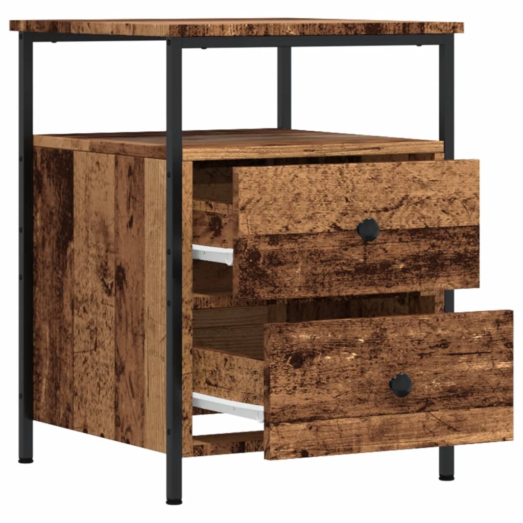 sengeborde 2 stk. 44x45x60 cm konstrueret træ antikt trælook - Flotthjem