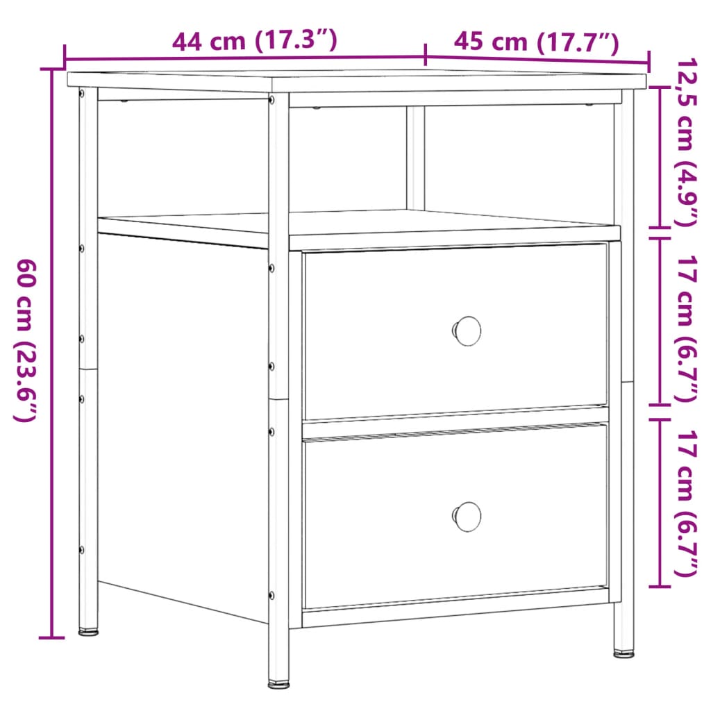 sengeborde 2 stk. 44x45x60 cm konstrueret træ antikt trælook - Flotthjem
