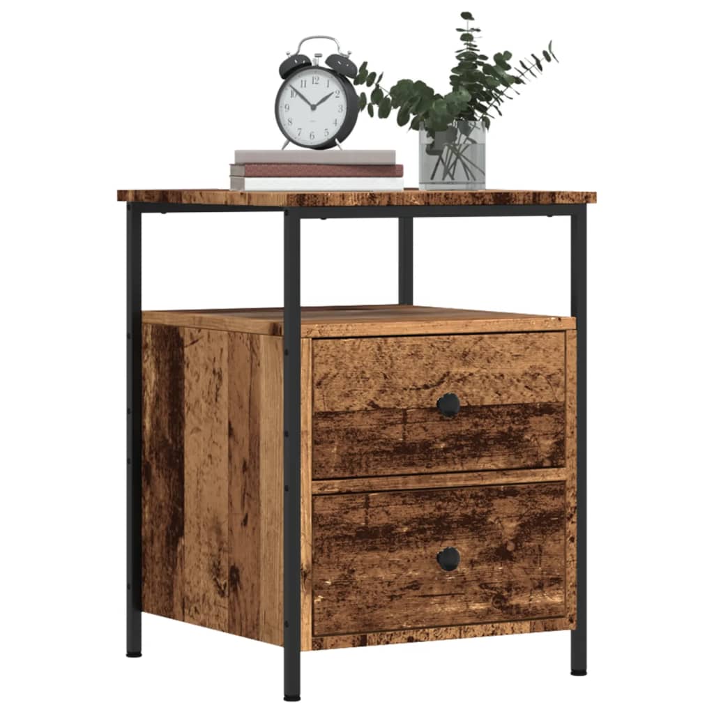 sengeborde 2 stk. 44x45x60 cm konstrueret træ antikt trælook - Flotthjem