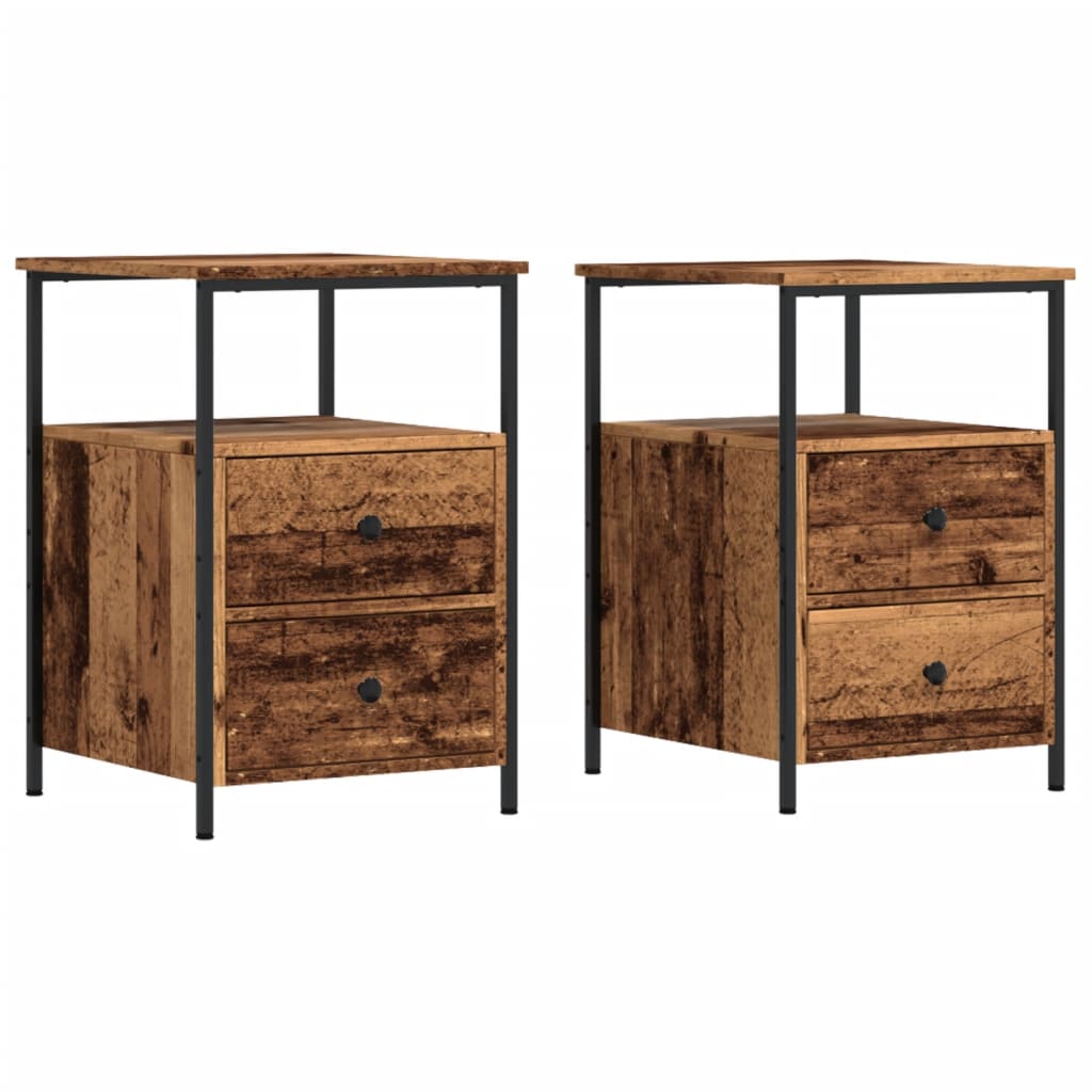 sengeborde 2 stk. 34x35,5x50 cm konstrueret træ antikt trælook - Flotthjem