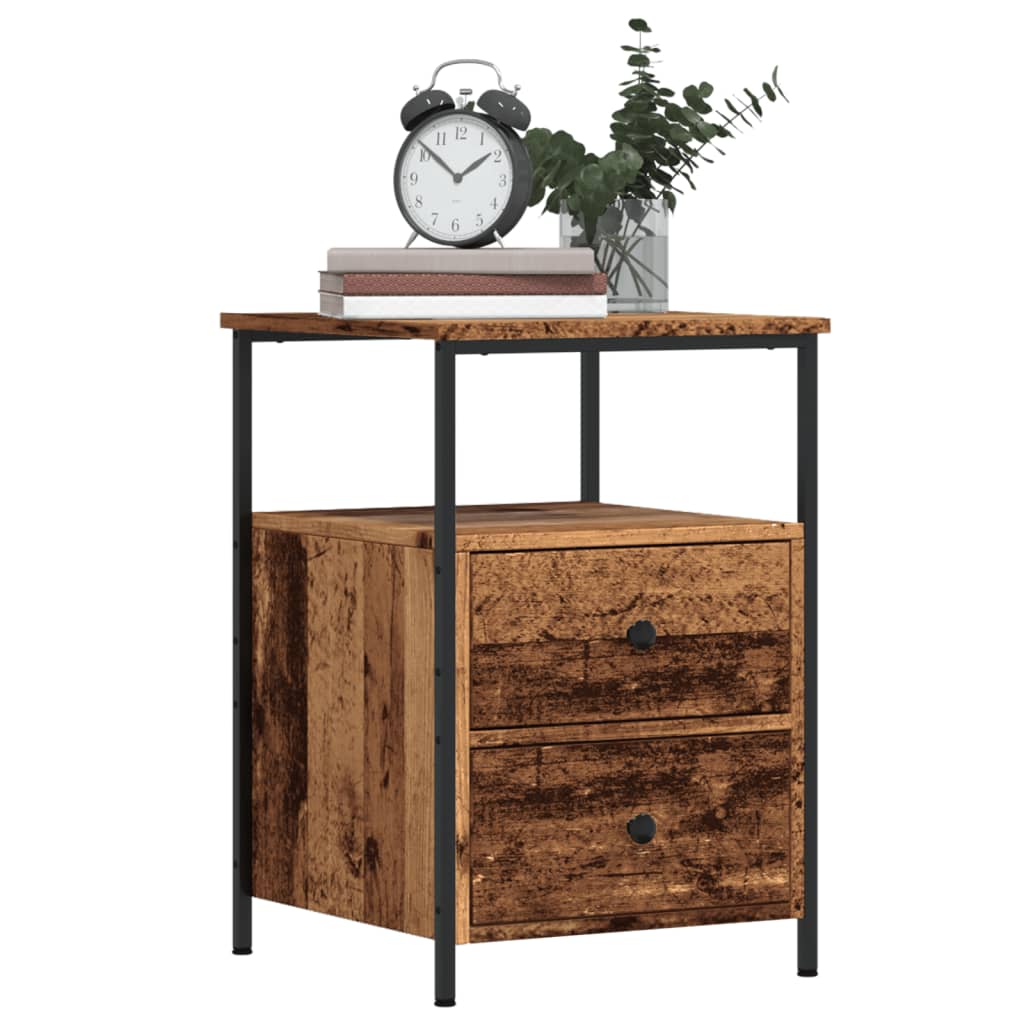 sengeborde 2 stk. 34x35,5x50 cm konstrueret træ antikt trælook - Flotthjem
