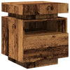 sengebord med LED-lys 40x39x48,5 cm antikt træ - Flotthjem