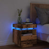 sengebord med LED-lys 40x39x48,5 cm antikt træ - Flotthjem