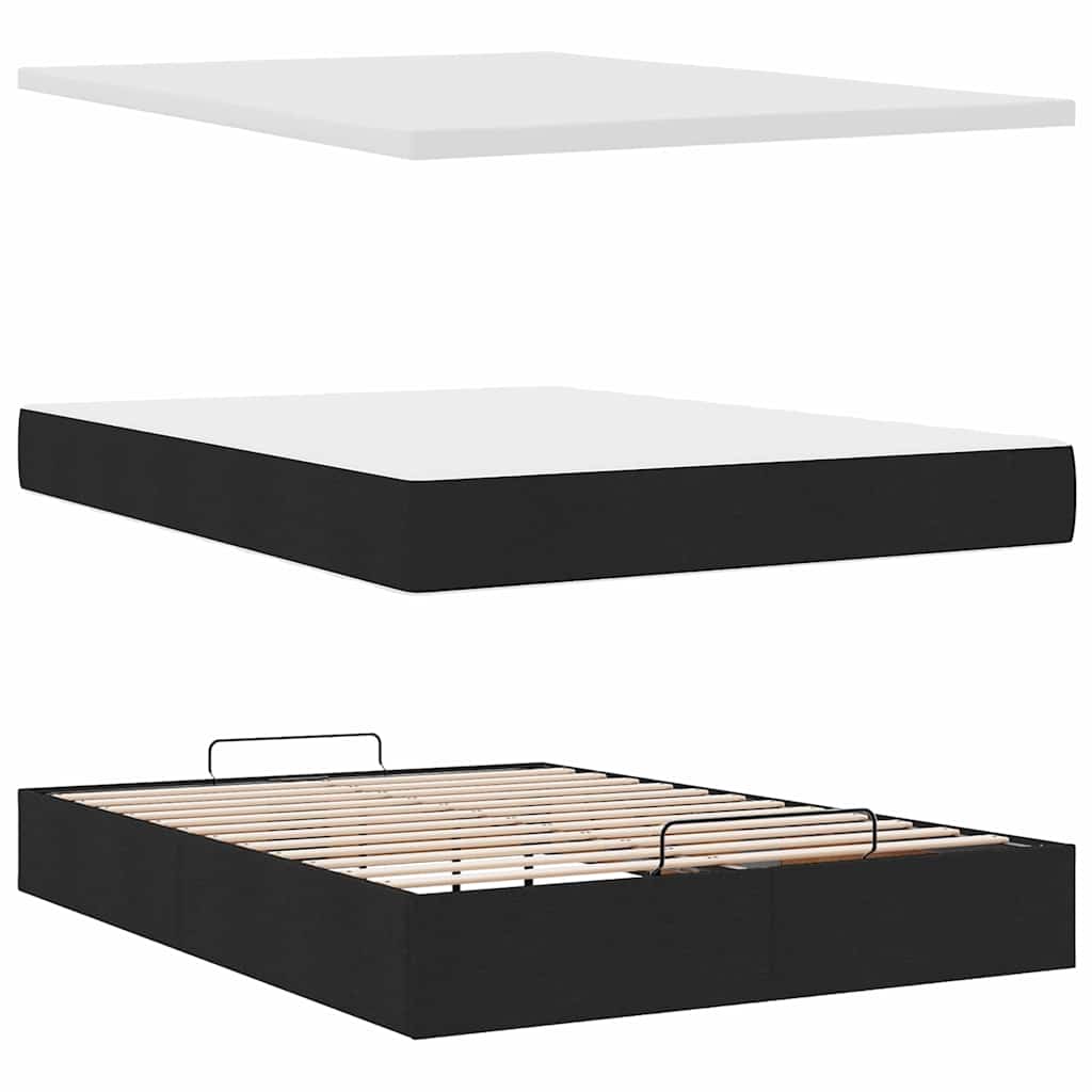 osmannisk sengeramme med madras 140x200 cm stof sort