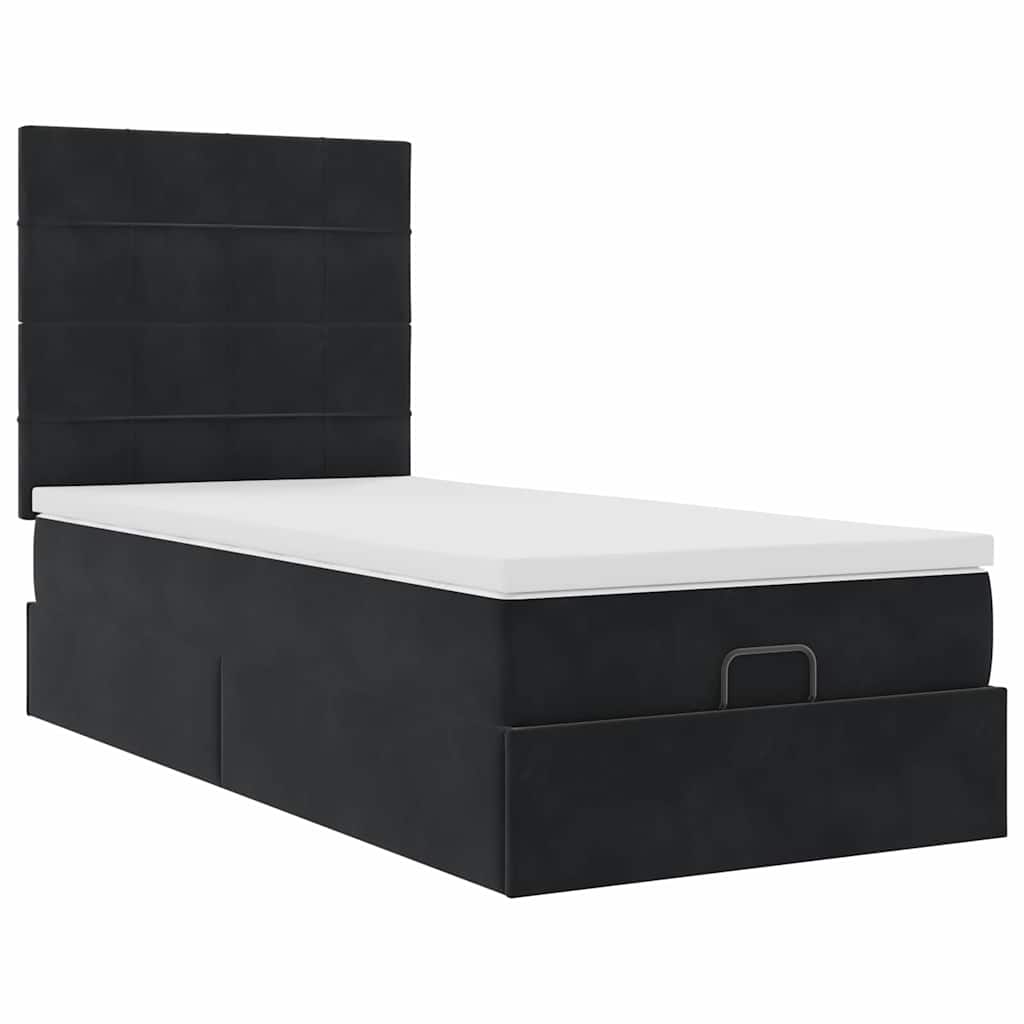 osmannisk sengeramme med madrasser 90x190 cm fløjl sort