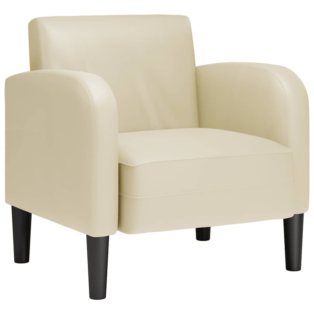 sofastol med armlæn 54 cm kunstlæder cremefarvet