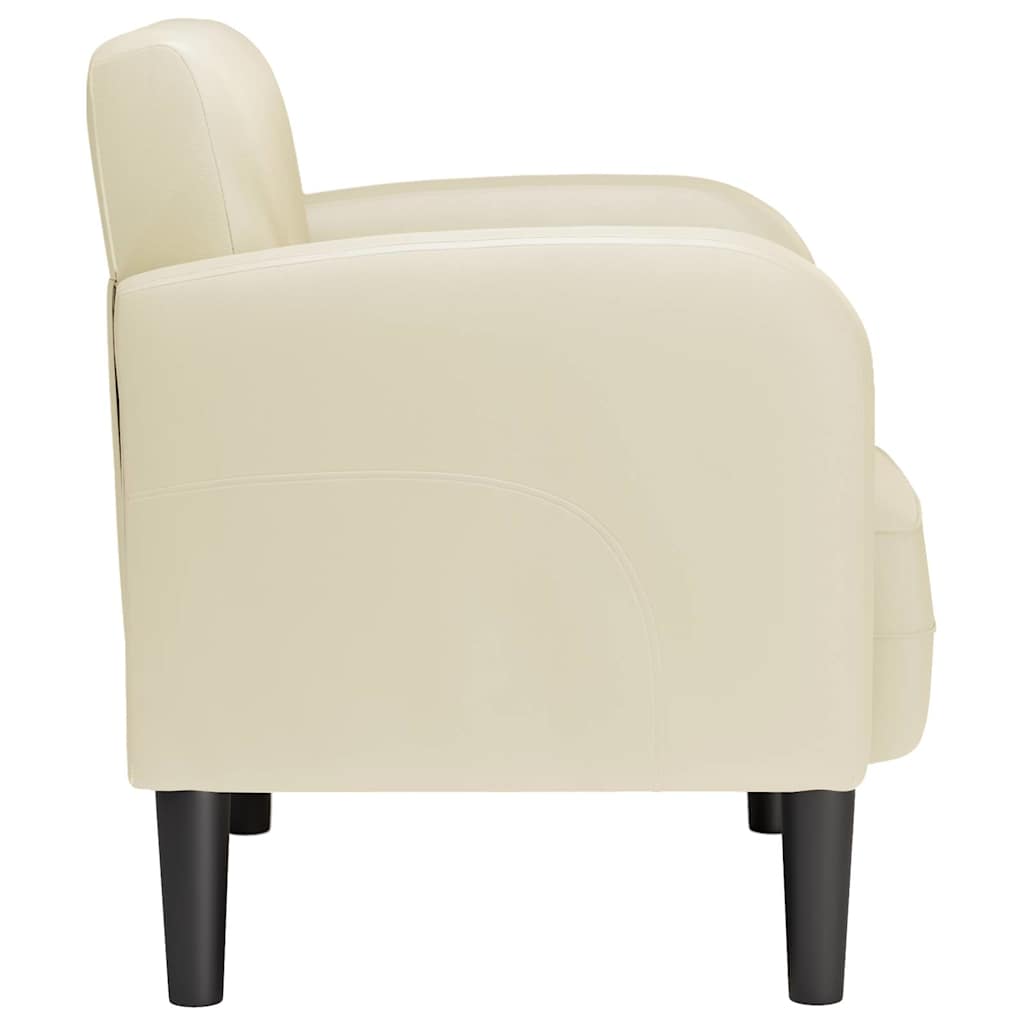 sofastol med armlæn 54 cm kunstlæder cremefarvet