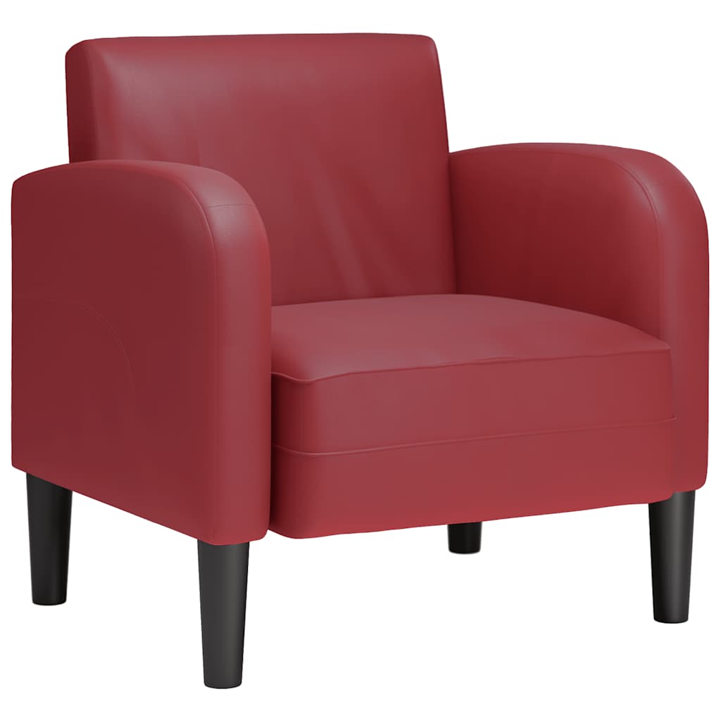 sofastol med armlæn 54 cm kunstlæder vinrød