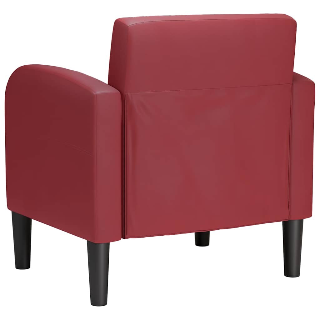 sofastol med armlæn 54 cm kunstlæder vinrød
