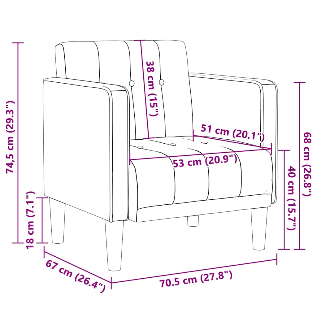 sofastol med armlæn 53 cm stof skygrå
