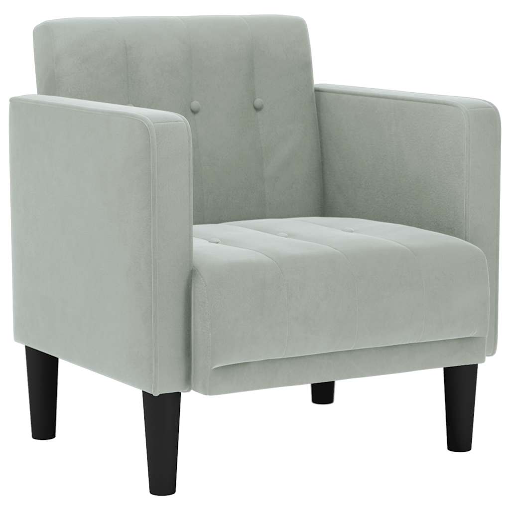 sofastol med armlæn 53 cm fløjl lysegrå