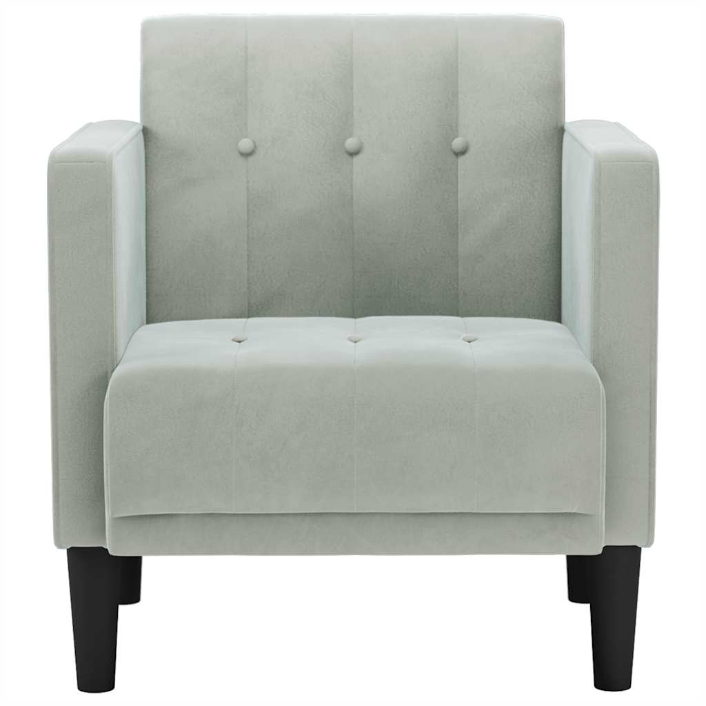 sofastol med armlæn 53 cm fløjl lysegrå