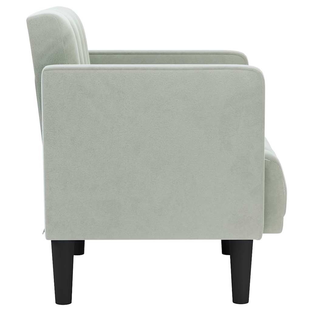 sofastol med armlæn 53 cm fløjl lysegrå