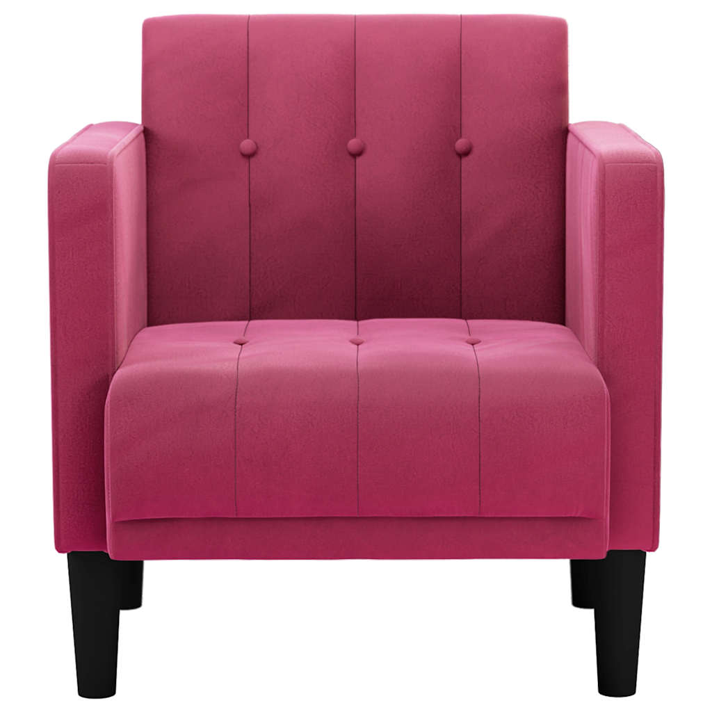 sofastol med armlæn 53 cm fløjl vinrød