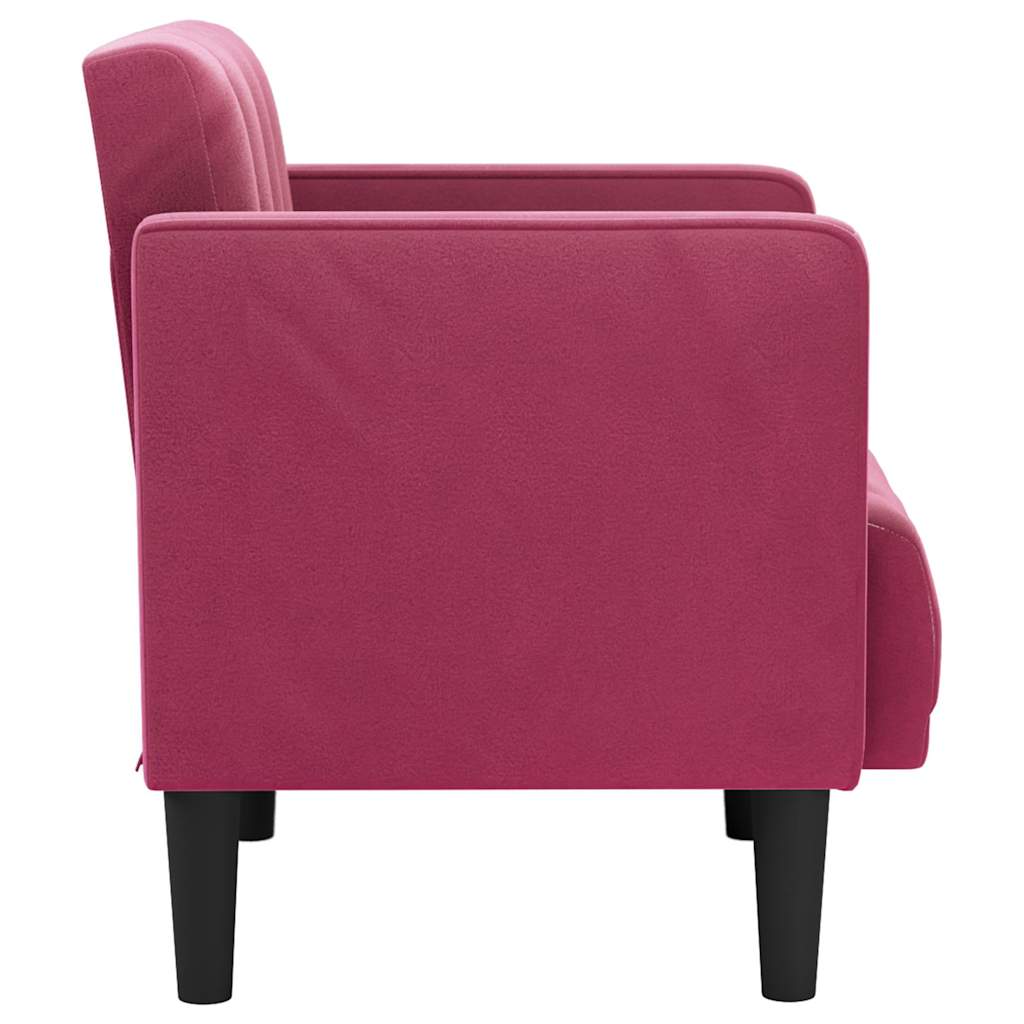 sofastol med armlæn 53 cm fløjl vinrød